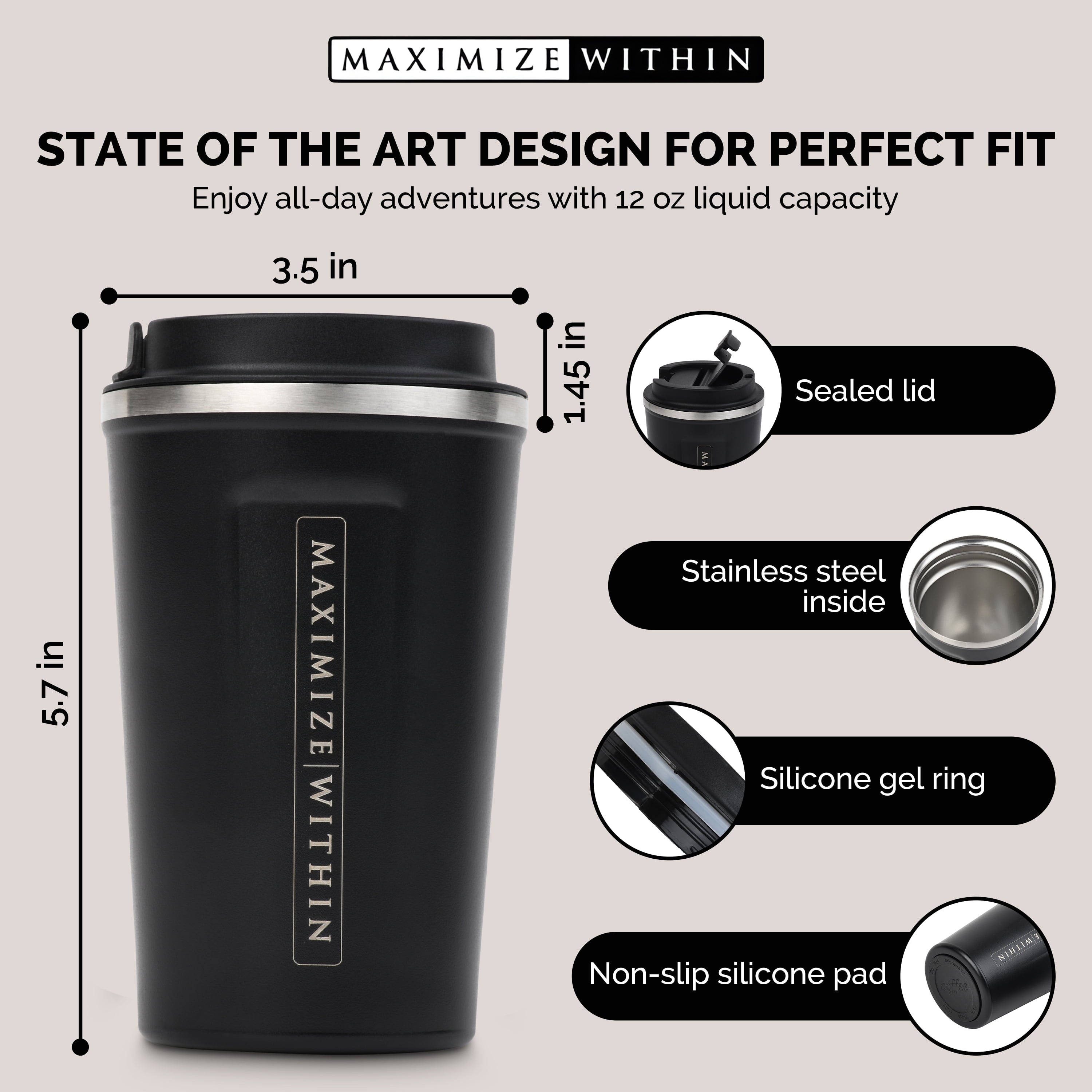 Maximize within Vacuum Insulated 12Oz Stainless Steel Travel Mug
