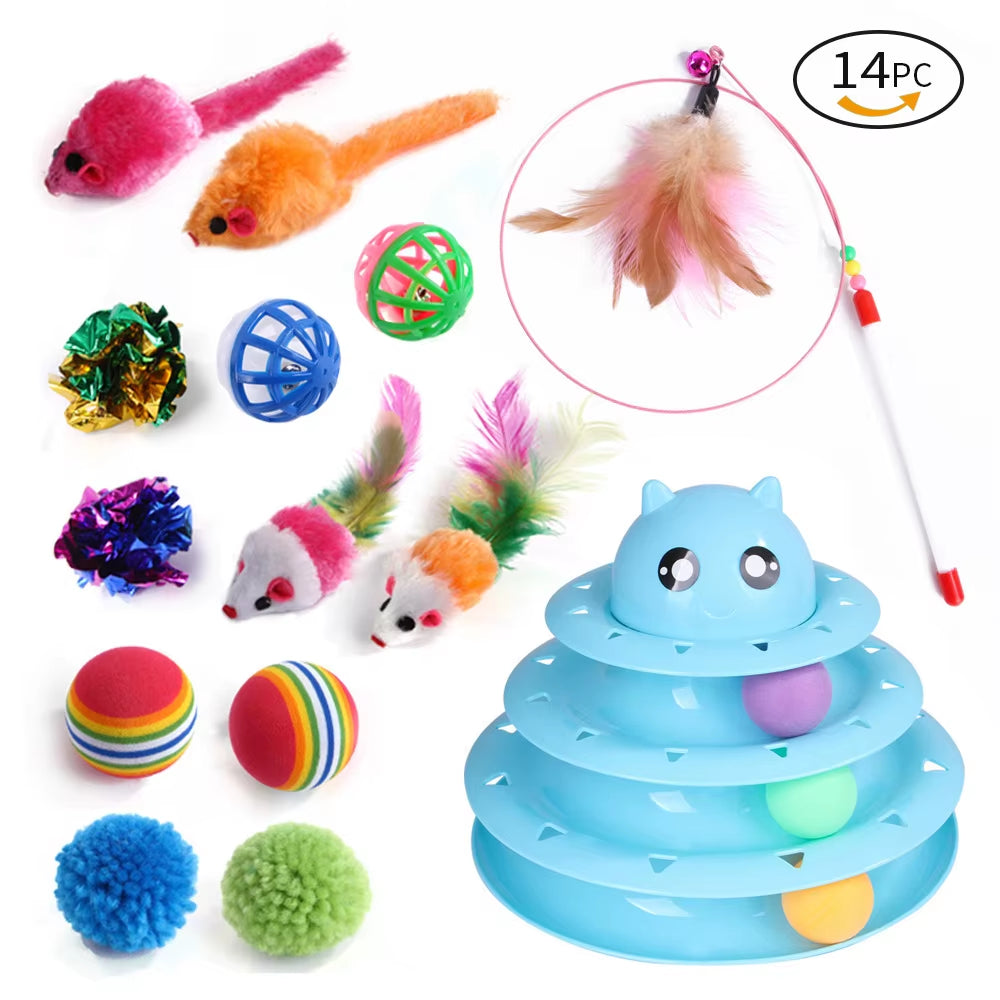Dualpet Kitten Toys Variety Cat Toy Combination Set Cat Toy Funny Cat Stick Sisal Mouse Bell Ball Cat Supplies 20 Piece Set