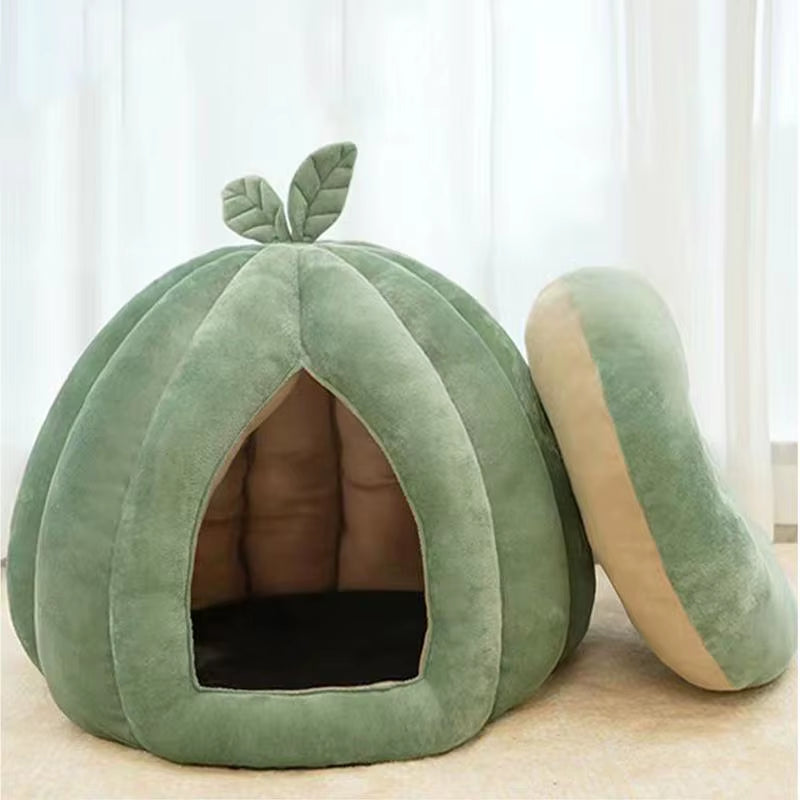Pumpkin Cat Bed Pet House Enclosed Cat Nest Deep Sleep Comfort in Winter Cat Bed Pets Tent for Kittens Small Dogs Pet Supply