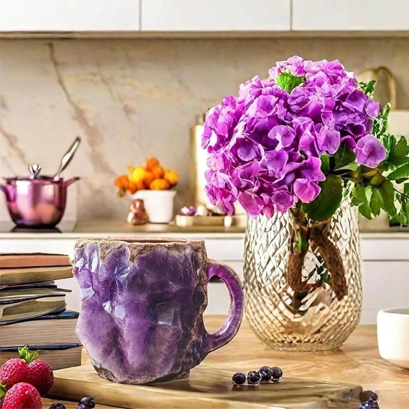 11Oz Mineral Crystal Coffee Mug with 304 Stainless Steel Liner for Coffee, Tea & Hot Beverages