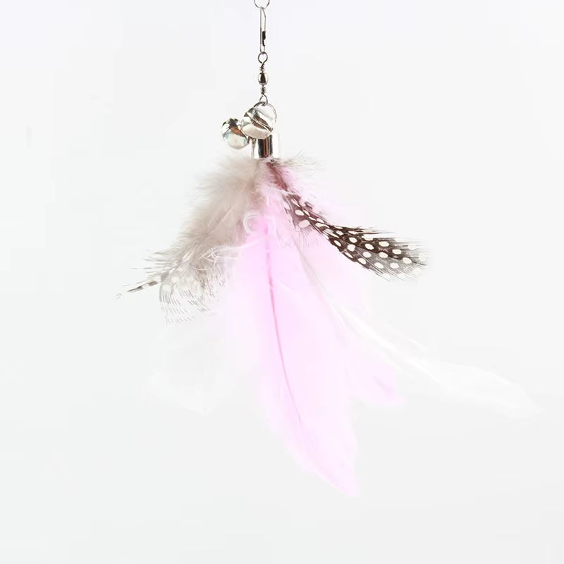 Funny Cat Toy Folorful Fluffy Feather with Bell Sucker Cat Stick Toy Kitten Play Interactive Detachable Teaser Wand Cat Supplies