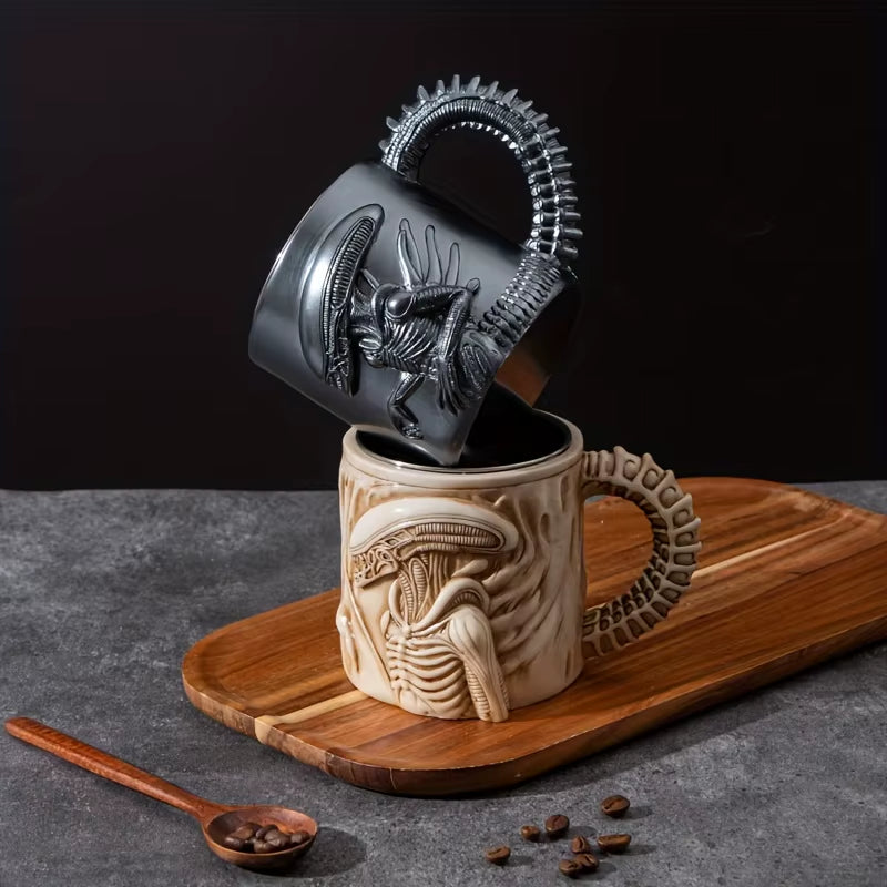 1PC New Xenomorph Mug 3D Flat Heat Transfer Alien Coffee Cup for Home and Office