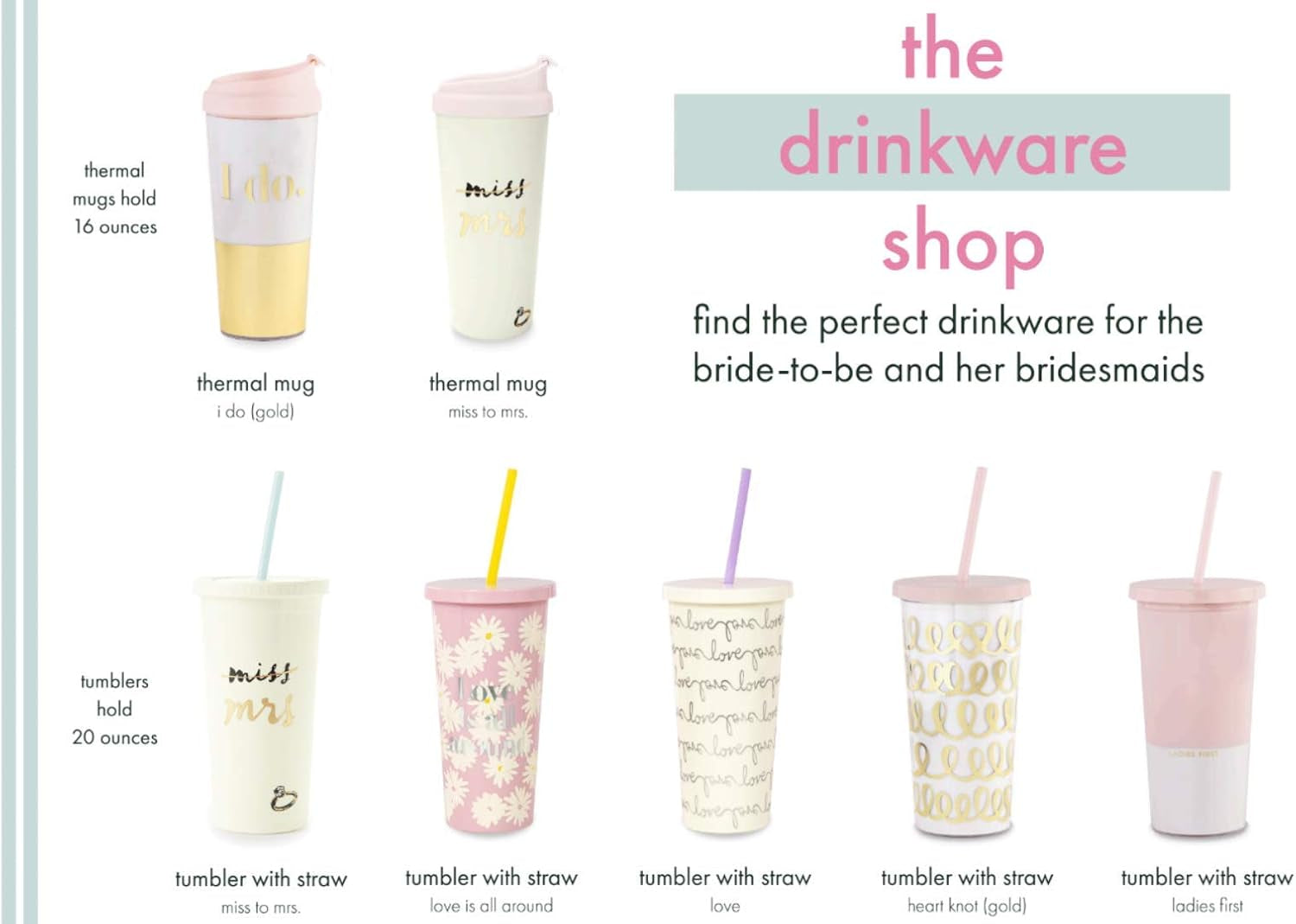 16 Ounce Insulated Travel Mug for Brides, Double Wall Travel Tumbler for Coffee/Tea, I Do (Gold)