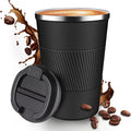 12Oz Insulated Travel Coffee Mug Spill-Proof Lid Stainless Steel Tumbler Black