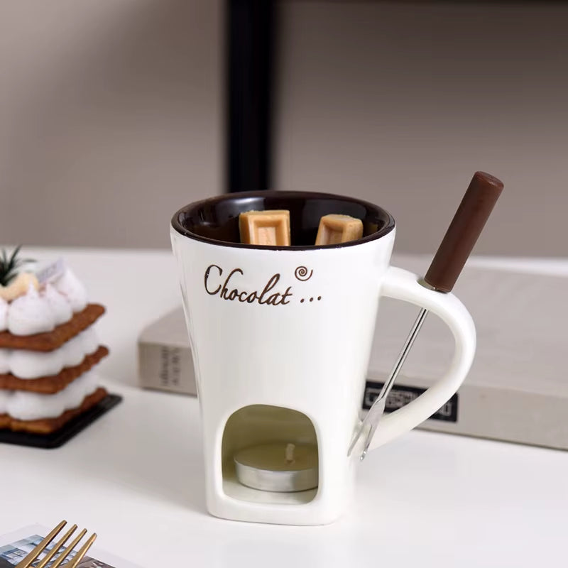 200Ml Chocolate Fondue Mug Melting Cups Hot Pot Ceramic Melted Cups Butter Warmer Heating Tea Light Melt Pot for Candy Chocolate