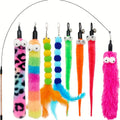 9 PCS Cat Wand Toy Cat Feather Toys Interactive Cat Toys Worm for Indoor Cats