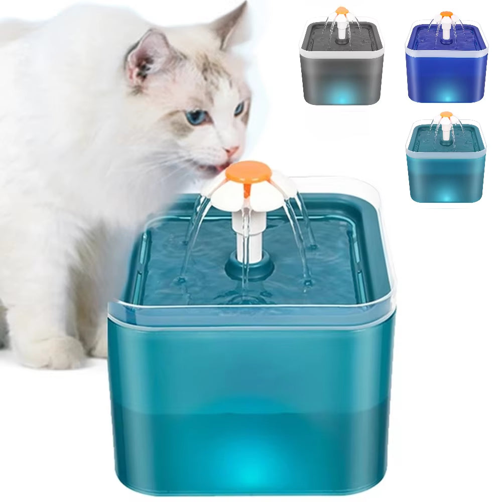 Cat Water Fountain Auto Filter LED Lighting USB Electric Mute Cat Drinker Bowl 2L Recirculate Filtring Drinker Water Dispenser