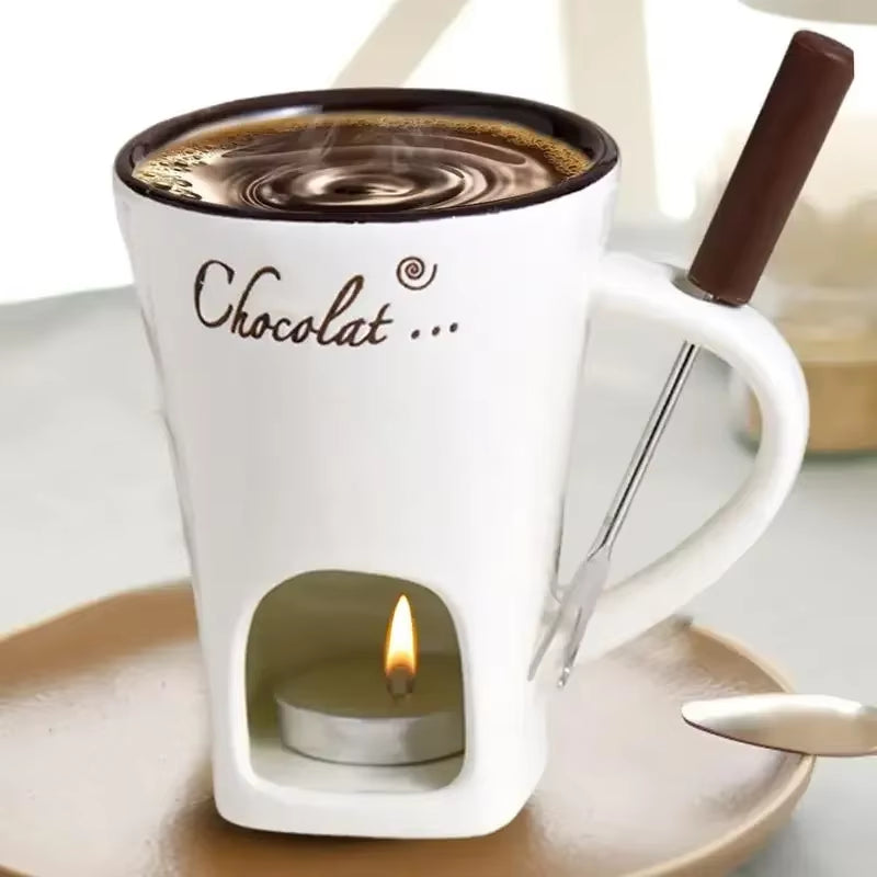 200Ml Chocolate Fondue Mug Melting Cups Hot Pot Ceramic Melted Cups Butter Warmer Heating Tea Light Melt Pot for Candy Chocolate