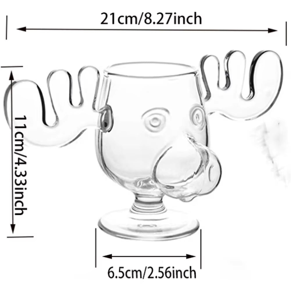 1/2/3PCS Christmas Elk Glass Cup 8Oz Milk Moose Mug Christmas Reindeer Head Beer Water Cup Xmas Holiday Party Drinkware Gifts