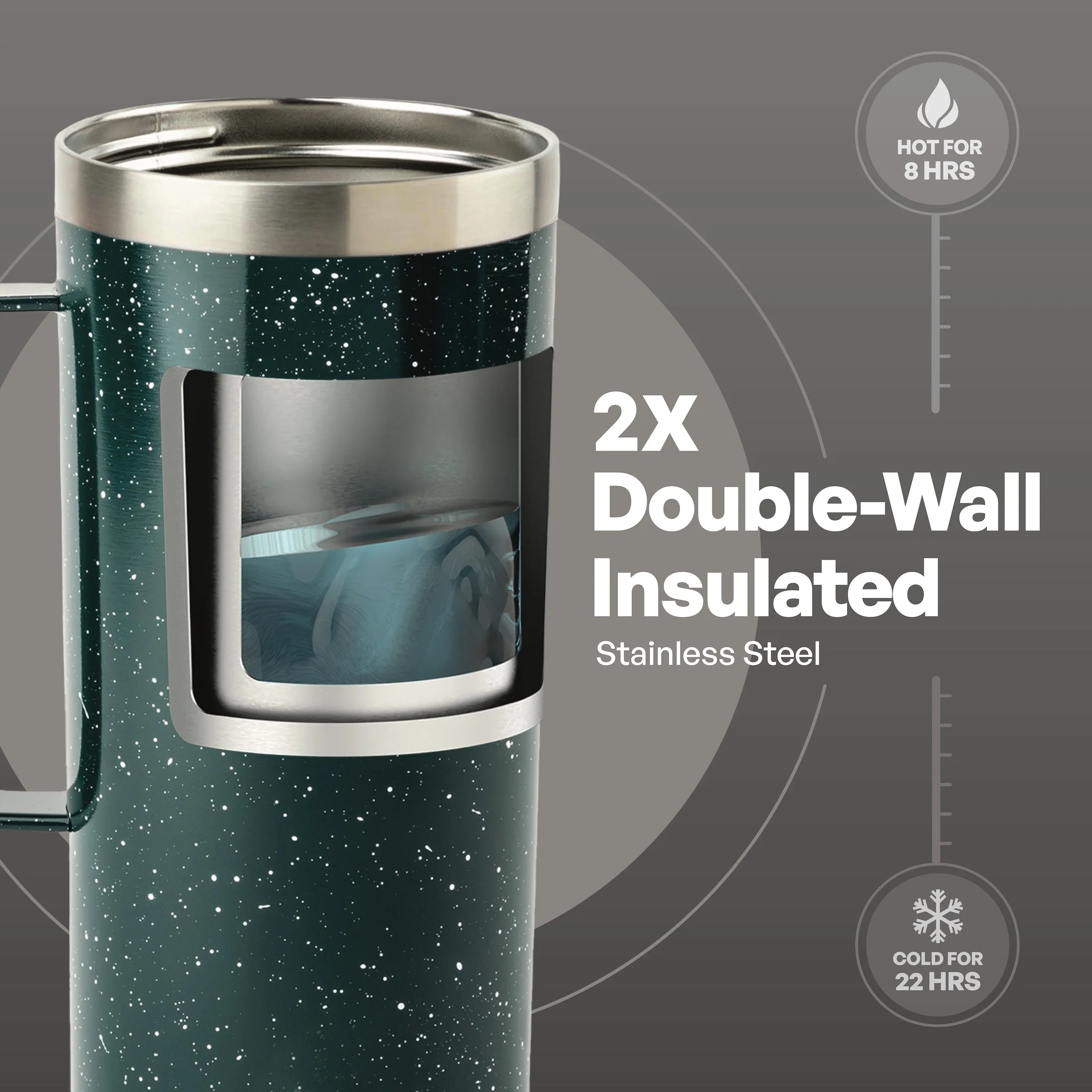 Stainless Steel Mountaineer Travel Mug 20 Oz, Teal Speckle