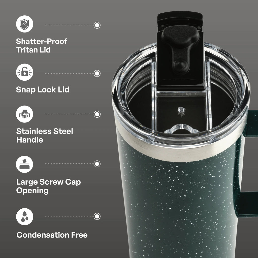 Stainless Steel Mountaineer Travel Mug 20 Oz, Teal Speckle