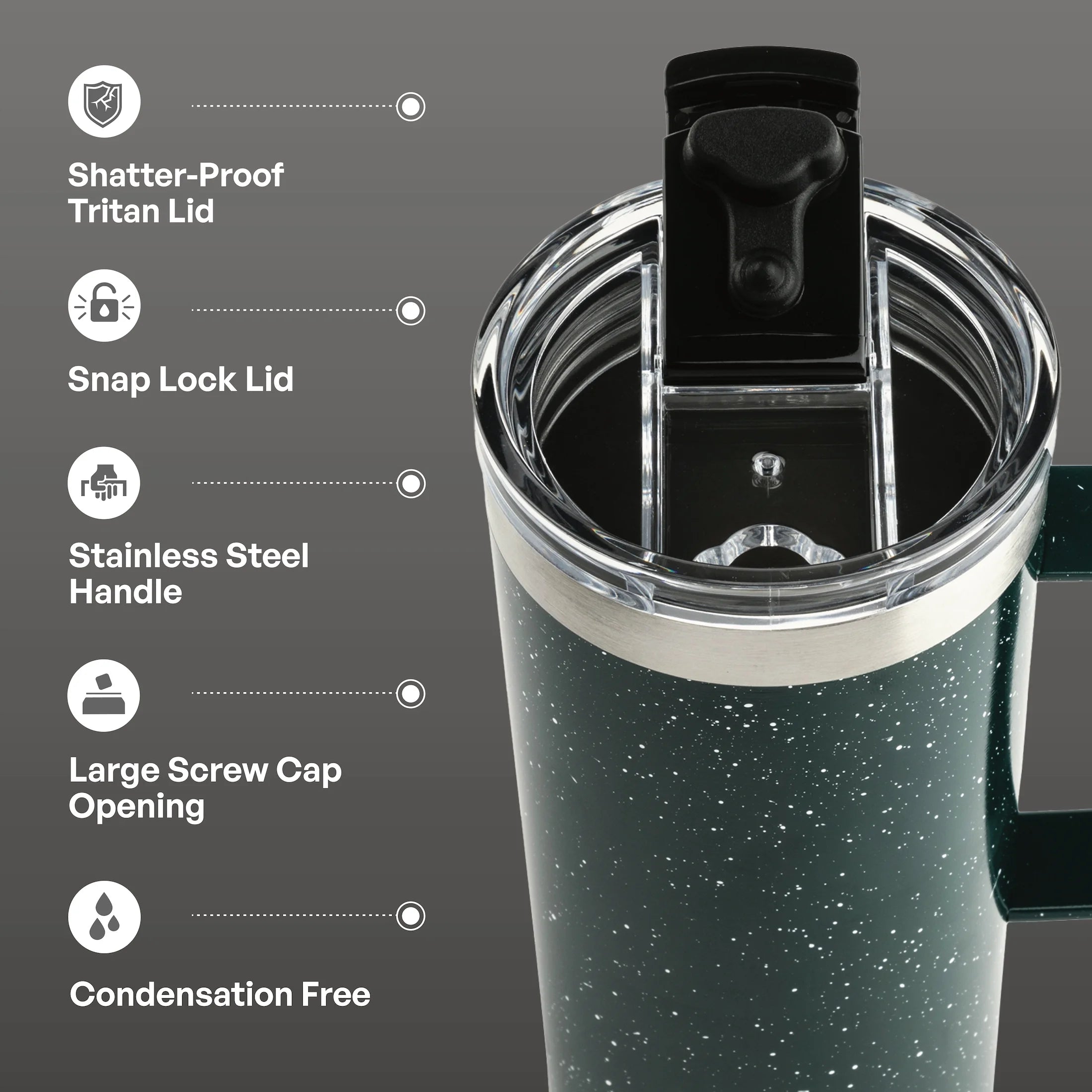 Stainless Steel Mountaineer Travel Mug 20 Oz, Teal Speckle