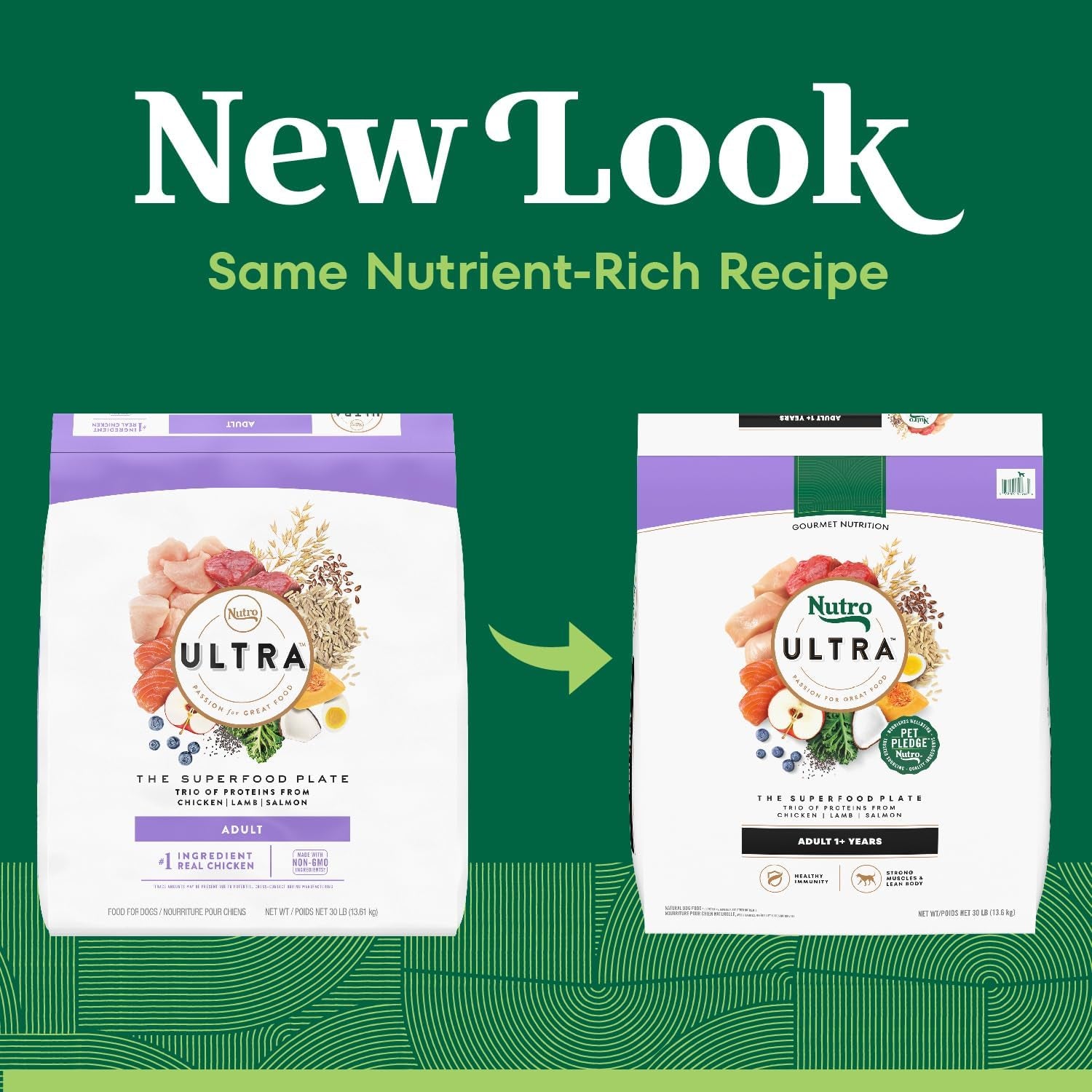 Ultra Dry Dog Food for Adult Dogs with a Trio of Proteins from Chicken, Lamb and Salmon, 30 Lb. Bag
