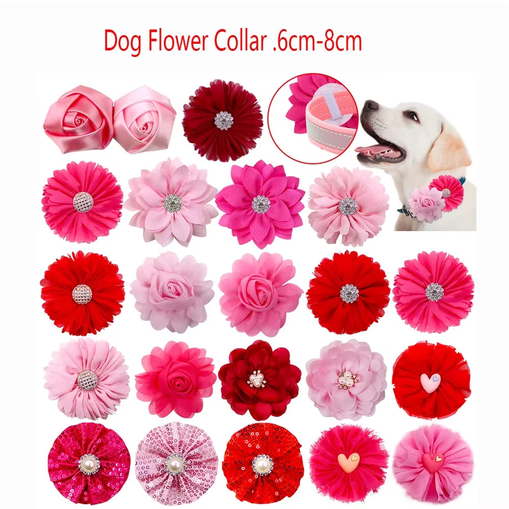 Bulk Flower-Collar Dog Accessories Dog Bow Tie Pet Dog Collar Accessories Flower for Dog Collar Dog Flower Collar Accessory