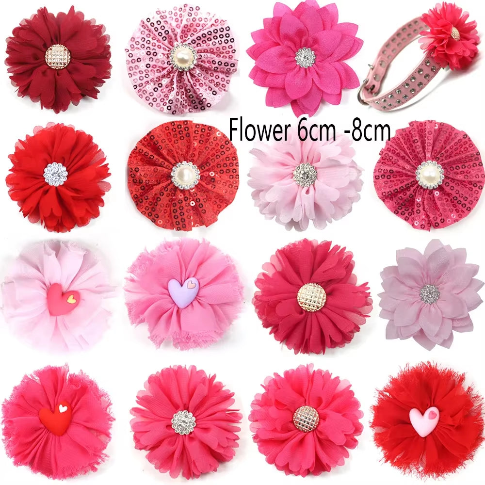 Bulk Flower-Collar Dog Accessories Dog Bow Tie Pet Dog Collar Accessories Flower for Dog Collar Dog Flower Collar Accessory
