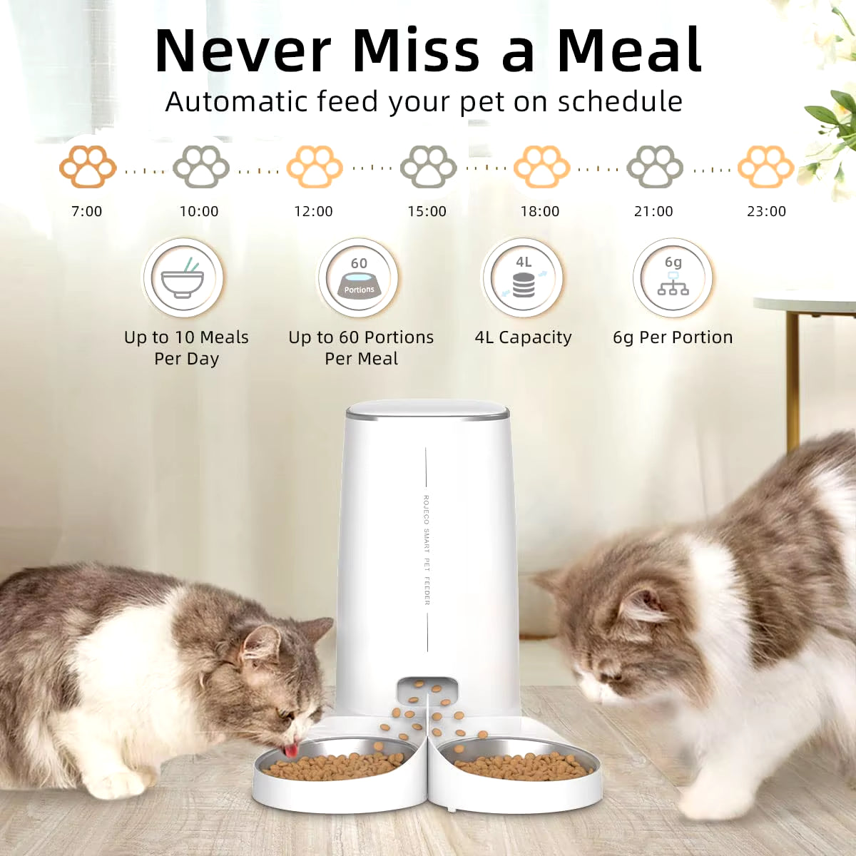 Automatic Cat Feeder Pet Smart Cat Food Kibble Dispenser Remote Control Wifi Button Auto Feeder for Cats Dog Accessories