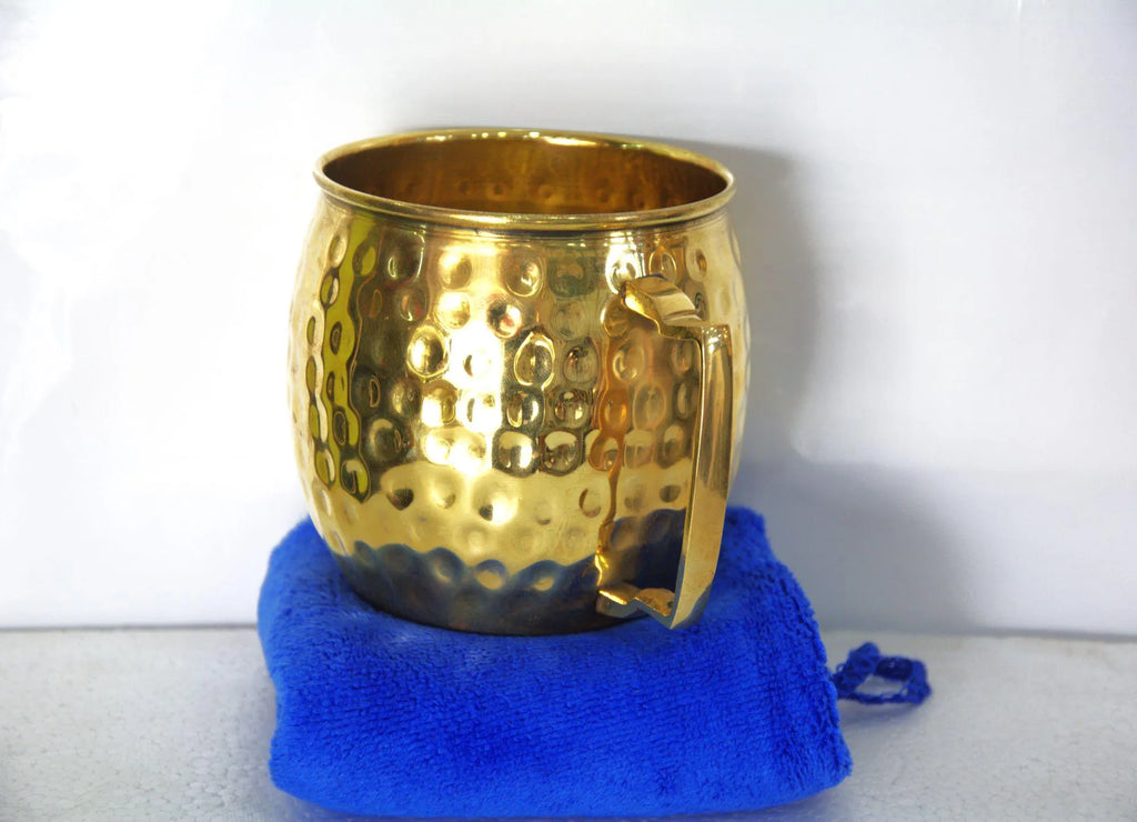 2 Hand-Hammered Brass Tumblers, Authentic Handmade Copper Mugs