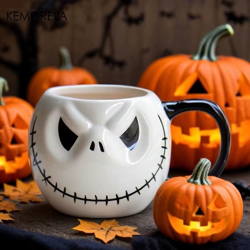 1Pc Halloween Skull Jack Ceramic Mug Ghost Mug 400Ml Iced American Coffee Mug Halloween Birthday Tabletop Drinkware Party Gift