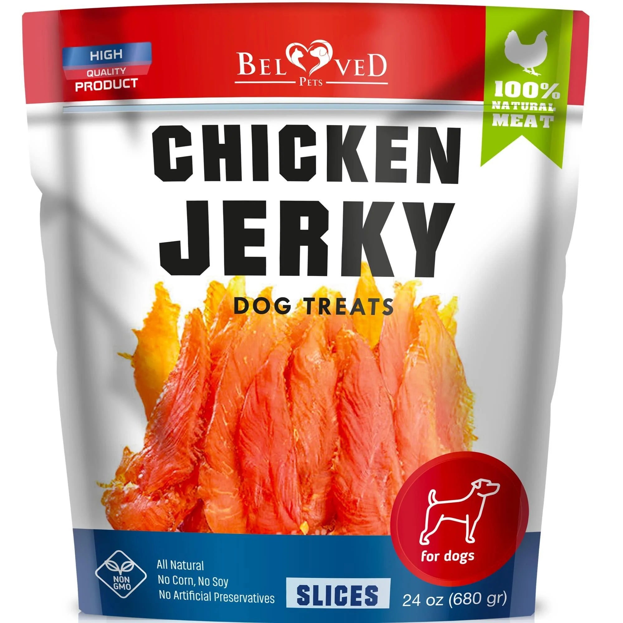 Premium Grain-Free Chicken Jerky Dog Treats - 1.5 Lb Organic Human-Grade Snacks for Your Pup