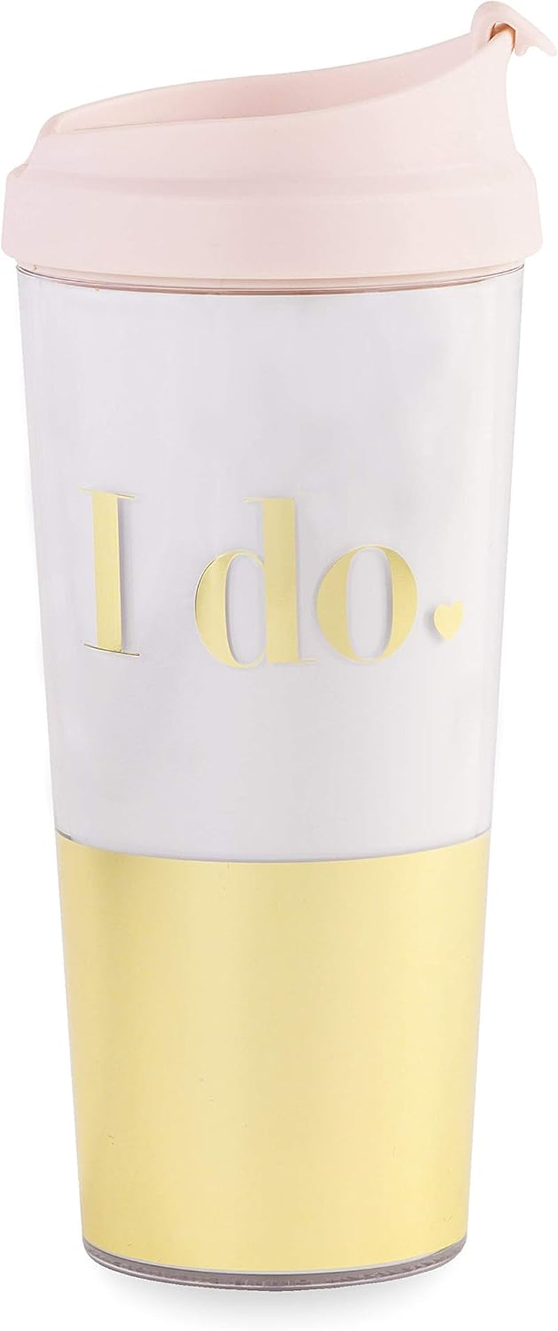 16 Ounce Insulated Travel Mug for Brides, Double Wall Travel Tumbler for Coffee/Tea, I Do (Gold)