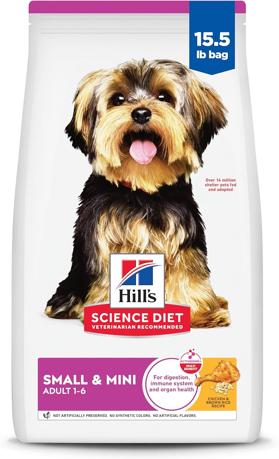 Adult 1-6 Small & Mini Dry Dog Food, Chicken & Brown Rice, 15.5 Lb. Bag
