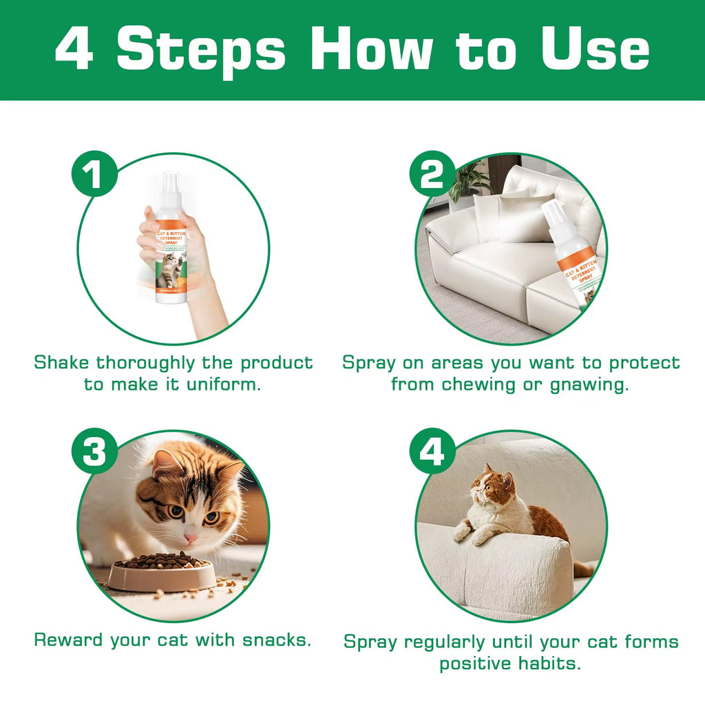Cat Deterrent Spray,Natural Ingredient Cat Urination Deterrent for Furniture Protection,Effective Cat Scratch Deterrent Training