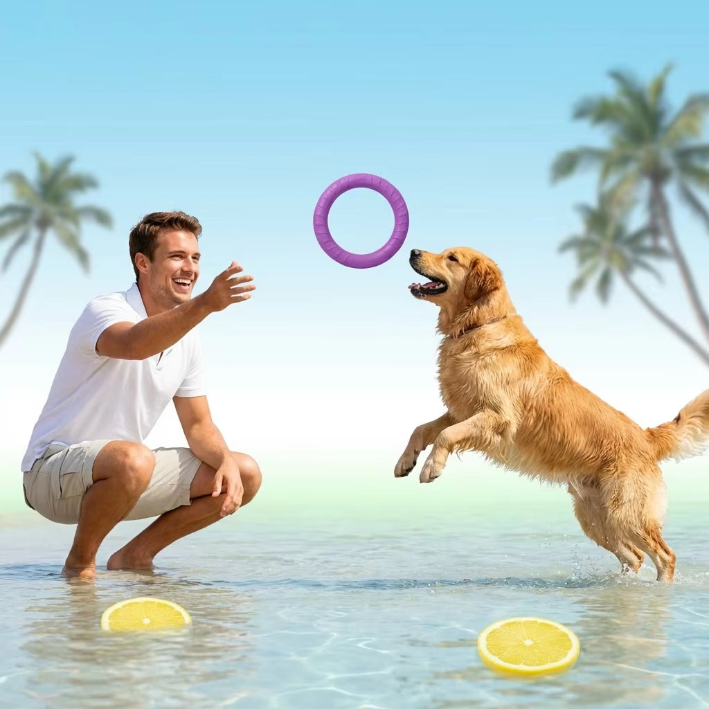 Durable Dog Flying Disc Chew Toy - Floating Fetch Toy for Medium/Large Aggressive Chewers, Interactive Pool Toy for Training & T