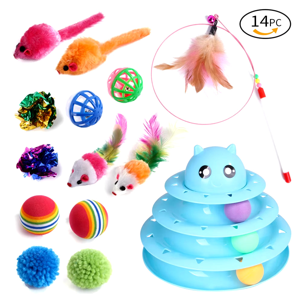 Dualpet Kitten Toys Variety Cat Toy Combination Set Cat Toy Funny Cat Stick Sisal Mouse Bell Ball Cat Supplies 20 Piece Set