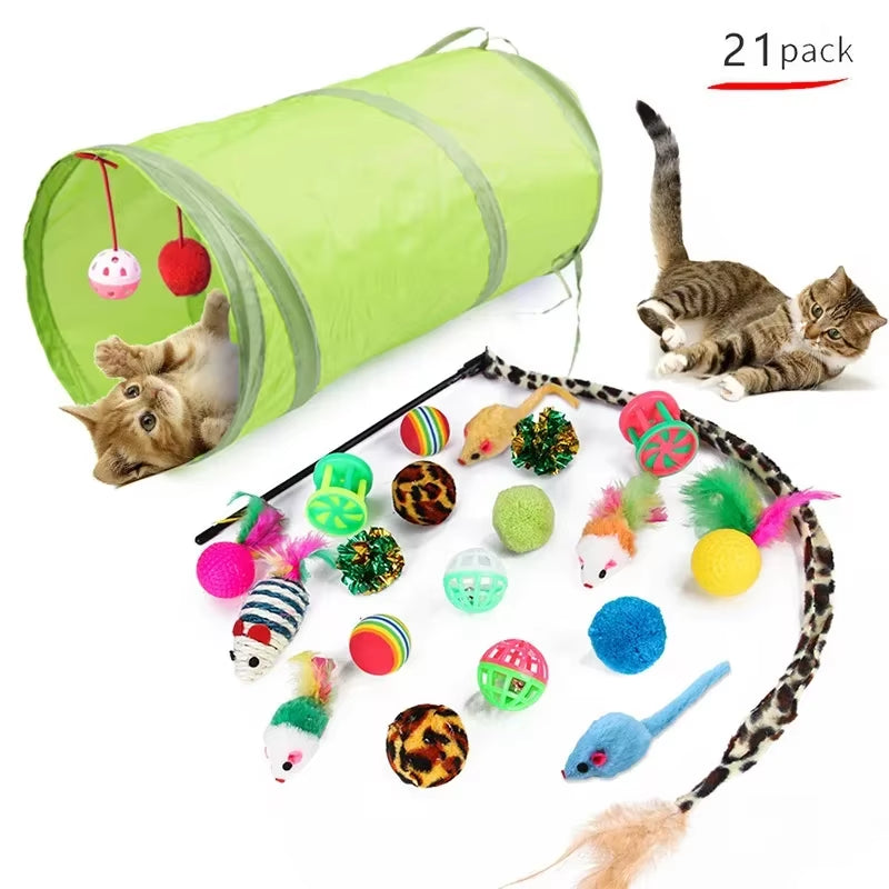 Kitten Toys Variety Pack-Pet Cat Toys Combination Set Cat Toy Funny Cat Stick Sisal Mouse Bell Ball Cat Supplies