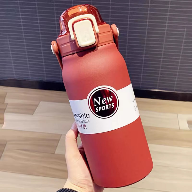 1.5L Large Capacity Thermos Water Bottle Outdoor Thermo Bottle Stainless Steel Thermoses Mug Portable Outdoor Cup with Straw Mug