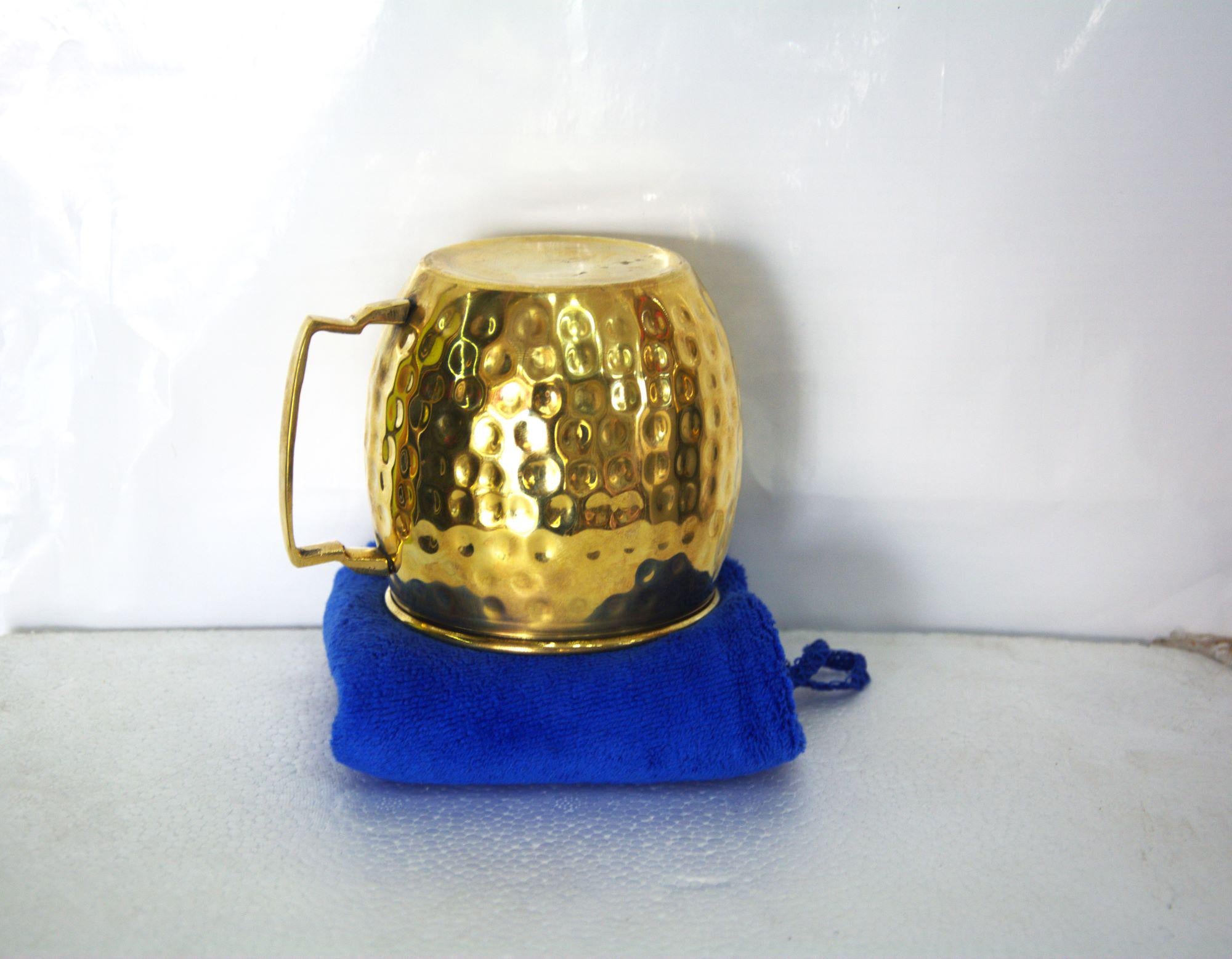 2 Hand-Hammered Brass Tumblers, Authentic Handmade Copper Mugs