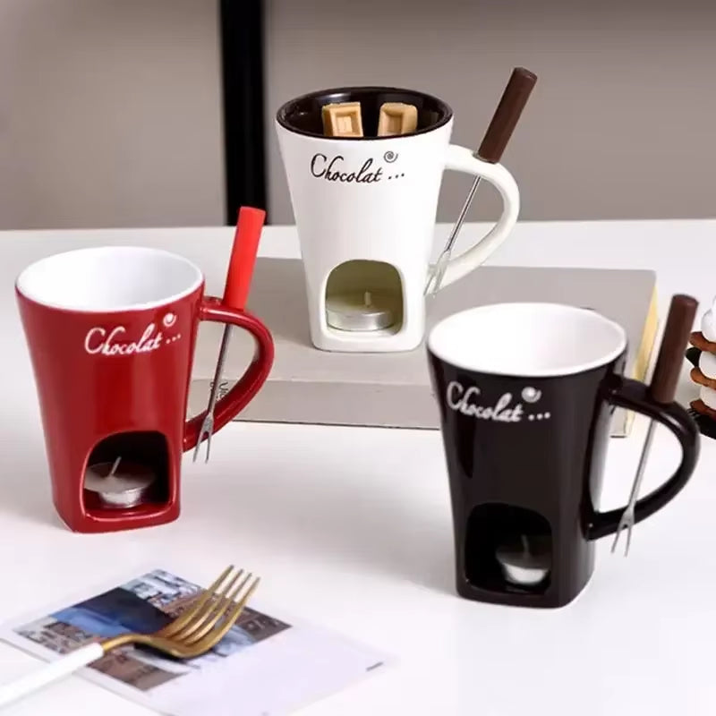 200Ml Chocolate Fondue Mug Melting Cups Hot Pot Ceramic Melted Cups Butter Warmer Heating Tea Light Melt Pot for Candy Chocolate