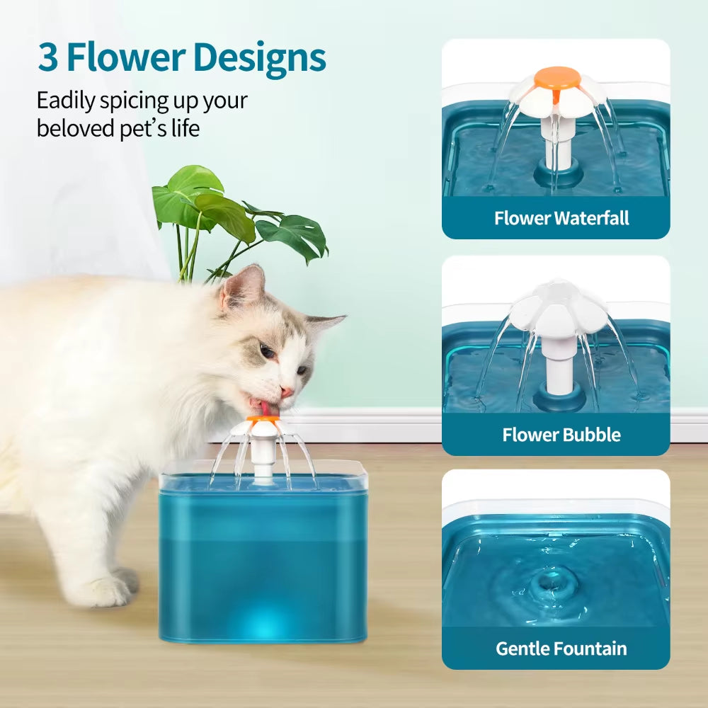 Cat Water Fountain Auto Filter LED Lighting USB Electric Mute Cat Drinker Bowl 2L Recirculate Filtring Drinker Water Dispenser