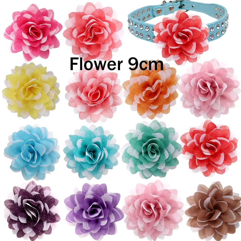 Bulk Flower-Collar Dog Accessories Dog Bow Tie Pet Dog Collar Accessories Flower for Dog Collar Dog Flower Collar Accessory