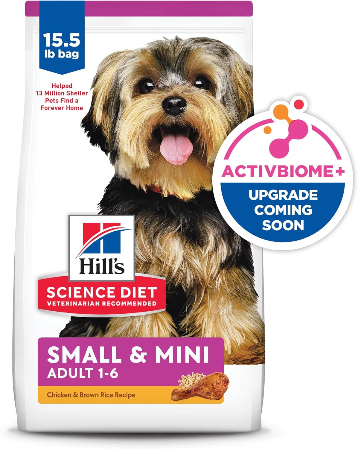 Adult 1-6 Small & Mini Dry Dog Food, Chicken & Brown Rice, 15.5 Lb. Bag