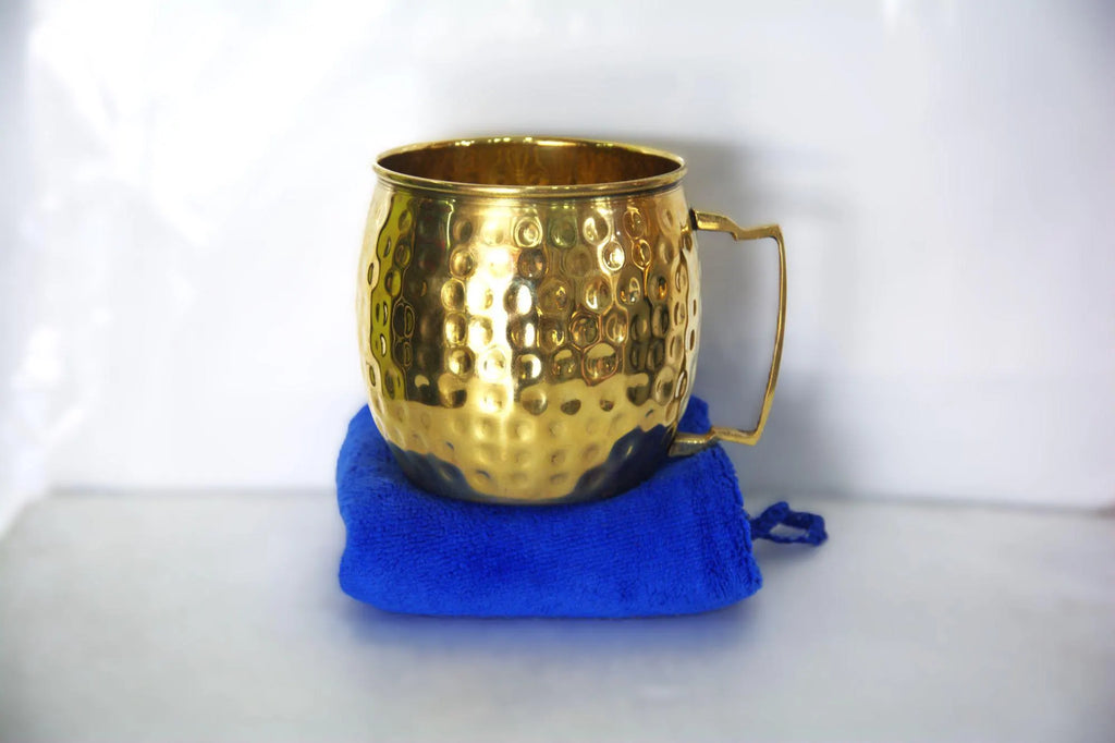 2 Hand-Hammered Brass Tumblers, Authentic Handmade Copper Mugs