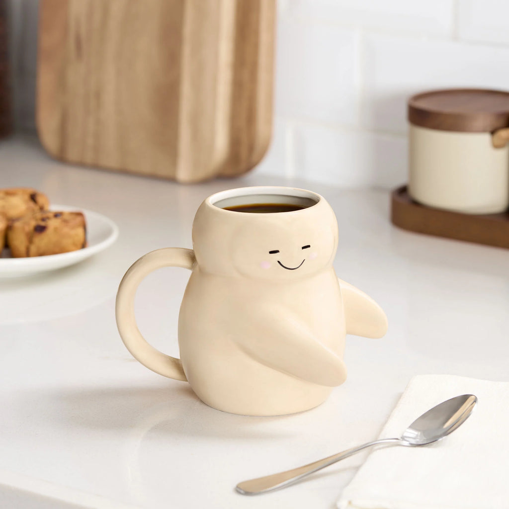 15.55 Oz Cream Sculpted Hug Earthenware Mug