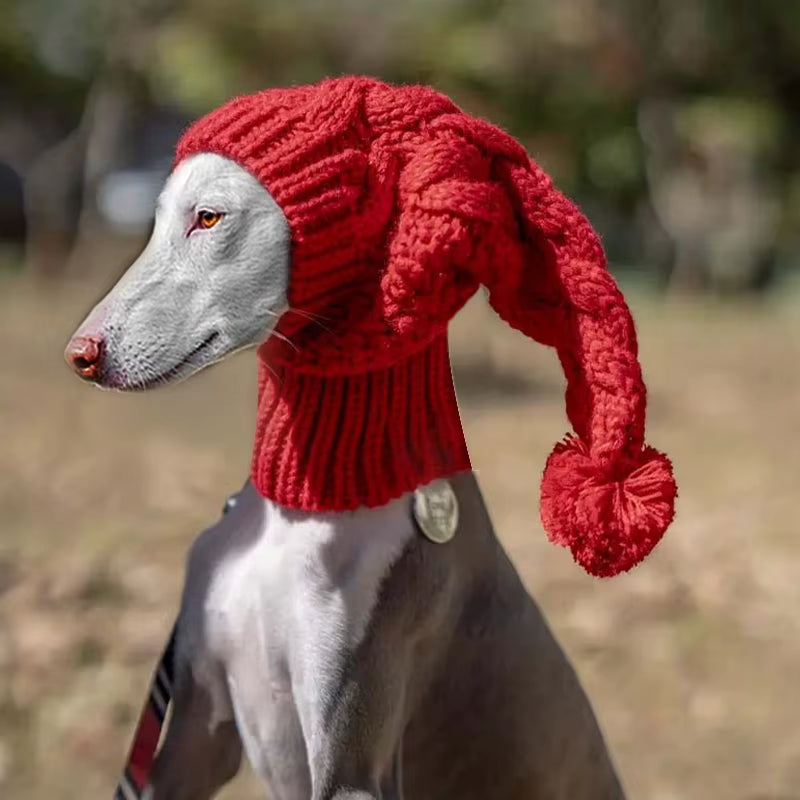 Hand Knit Winter Wool Greyhound Large Dog Beanie Hat Dog Accessories Whippet Snood for Dogs
