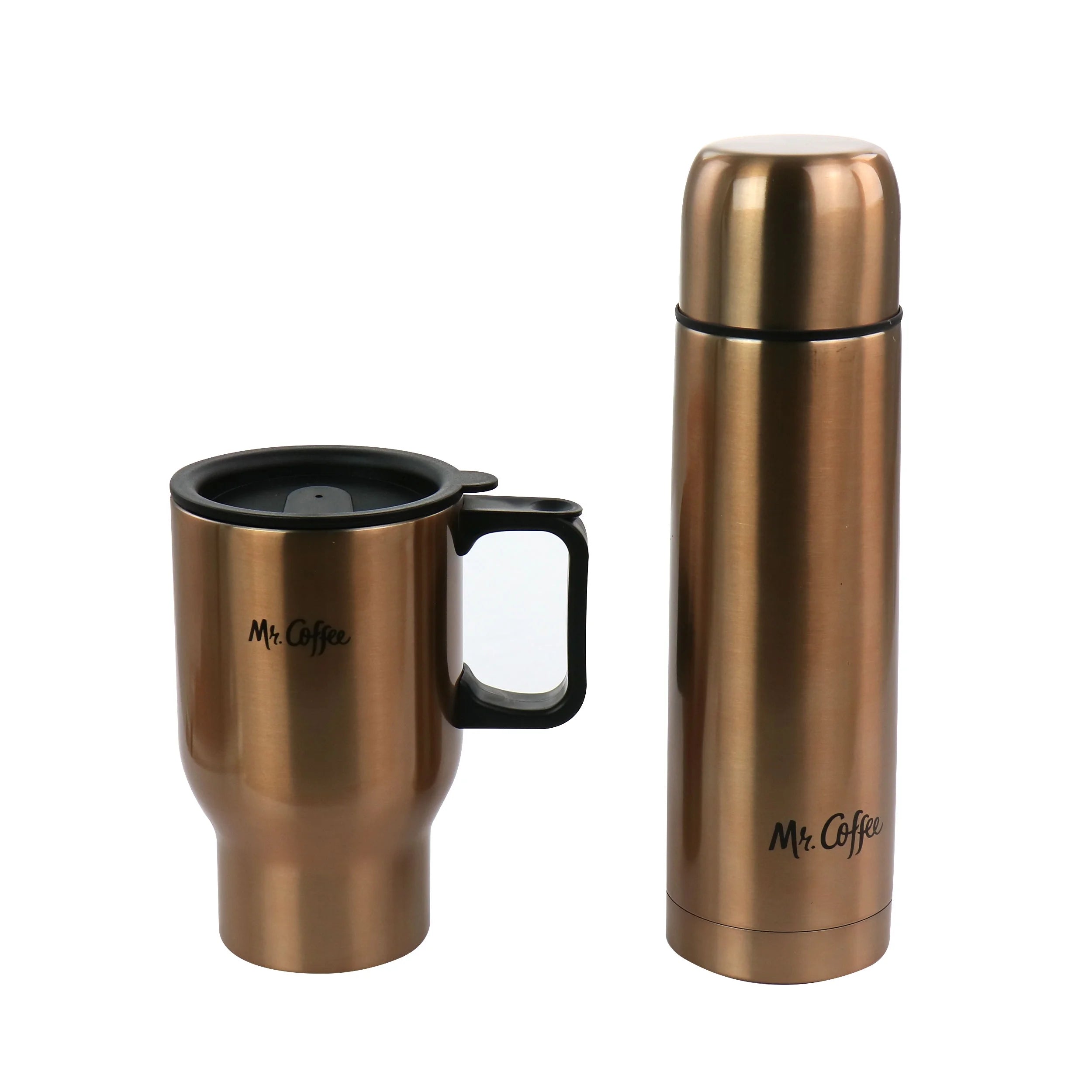 2 Piece 15 Fluid Ounce Thermal Bottle and Travel Mug in Copper