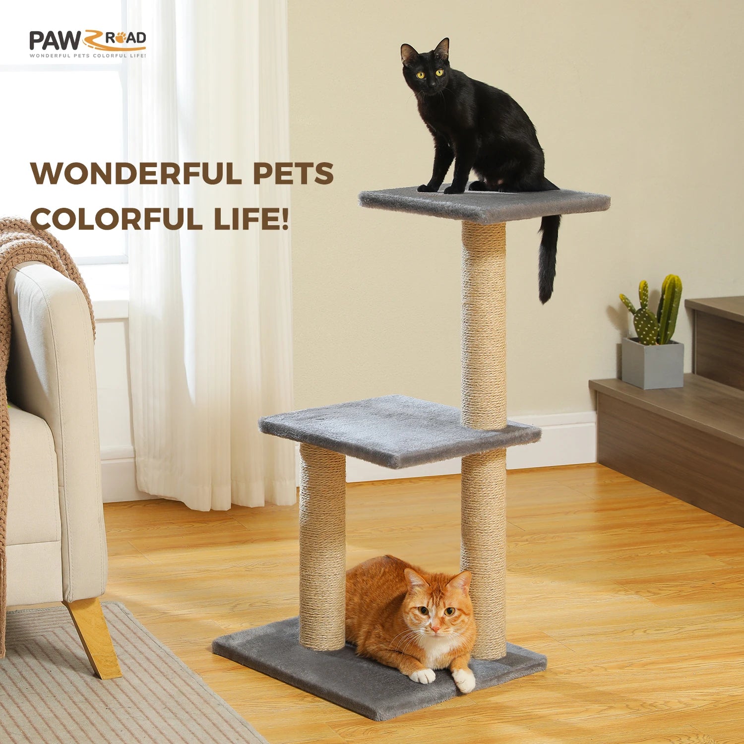 Cat Tree Cat Tower for Indoor Cats 2 Styles Cat Activity Tree with Cat Scratching Posts Big Hammock and Removable Top Perch Grey