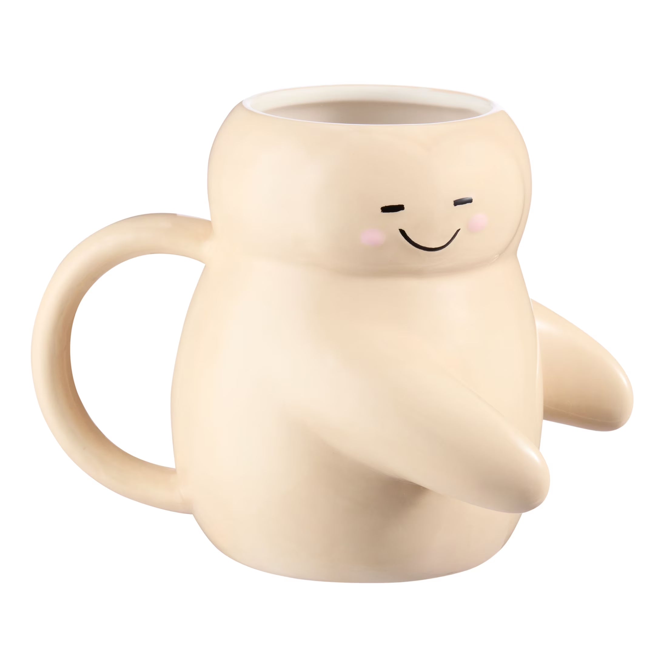 15.55 Oz Cream Sculpted Hug Earthenware Mug