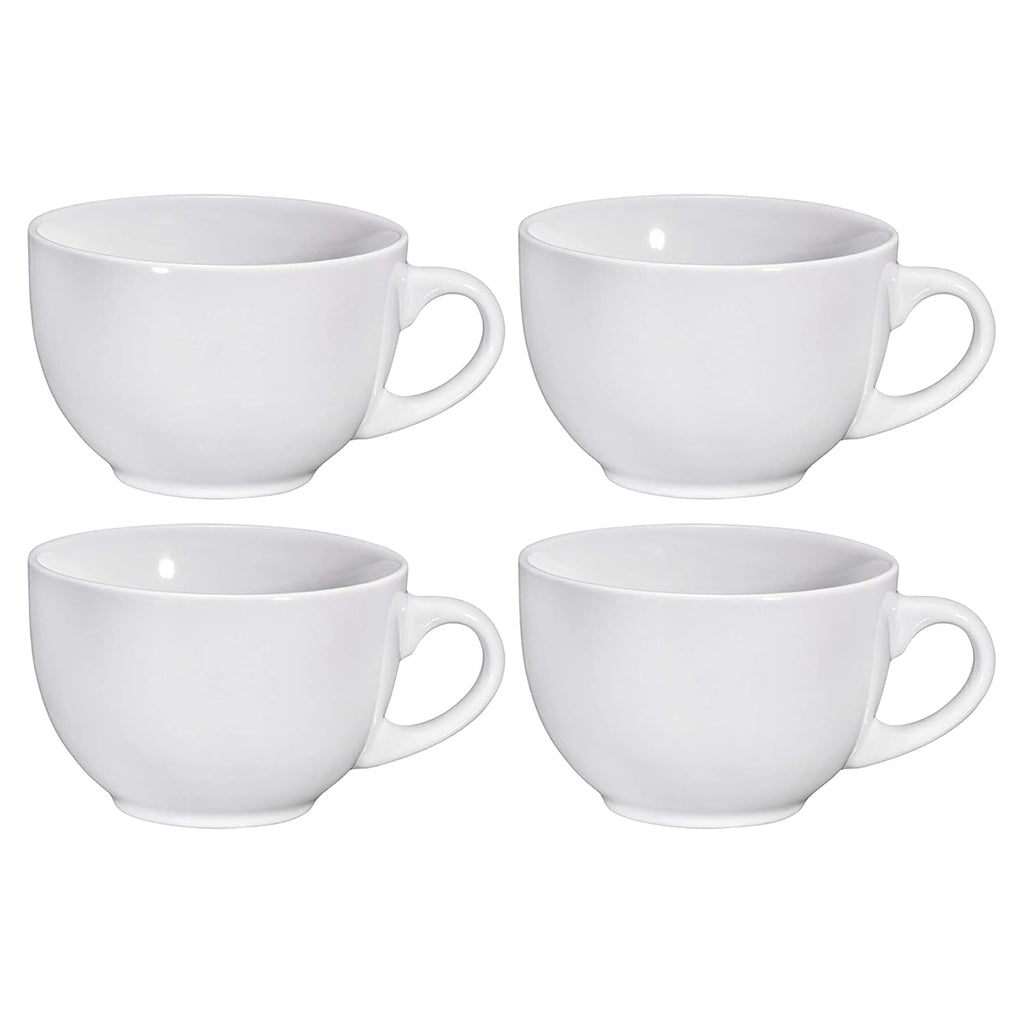 24 Oz White Coffee Mugs Set of 4 - Large Ceramic Mug with Handle for Coffee, Tea, Soup, and Cereal - Durable, Microwave, and Dishwasher Safe Soup Cups - Ideal for Hot or Cold Beverages