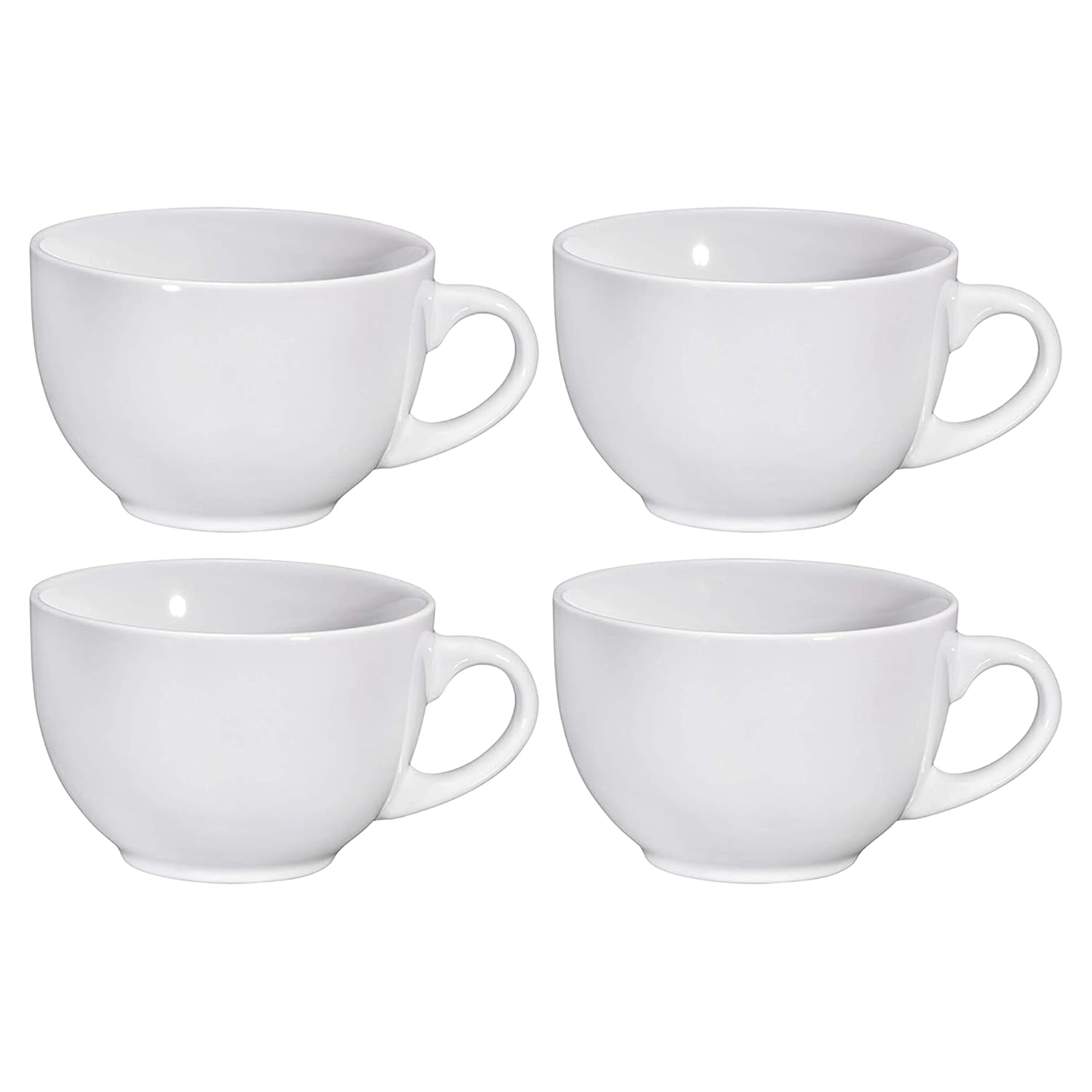 24 Oz White Coffee Mugs Set of 4 - Large Ceramic Mug with Handle for Coffee, Tea, Soup, and Cereal - Durable, Microwave, and Dishwasher Safe Soup Cups - Ideal for Hot or Cold Beverages