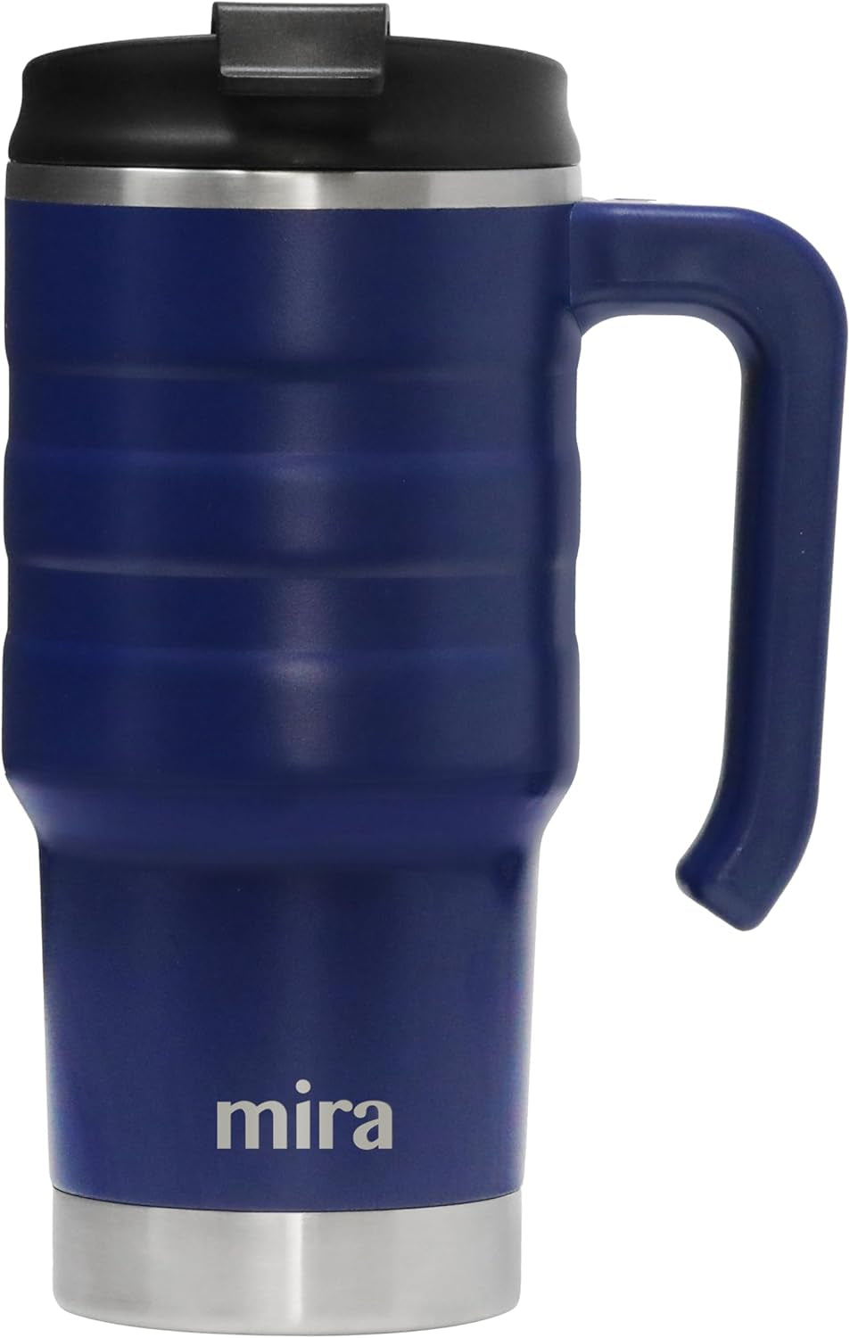 20 Oz Insulated Travel Mug - Stainless Steel Coffee Cup with Spill-Proof Flip Lid & Handle - Hot/Cold Car Tumbler - Marine