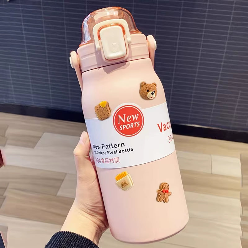 1.5L Large Capacity Thermos Water Bottle Outdoor Thermo Bottle Stainless Steel Thermoses Mug Portable Outdoor Cup with Straw Mug