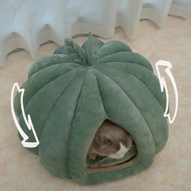 Pumpkin Cat Bed Pet House Enclosed Cat Nest Deep Sleep Comfort in Winter Cat Bed Pets Tent for Kittens Small Dogs Pet Supply