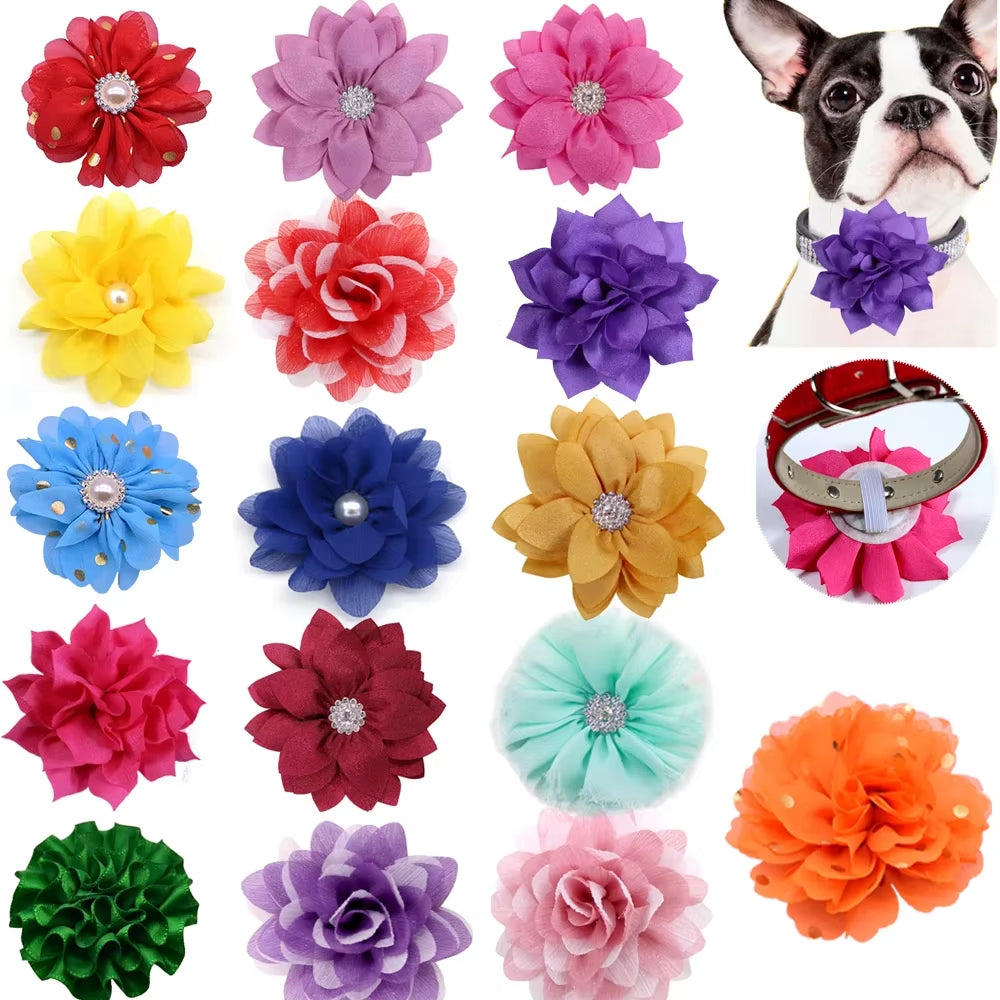 Bulk Flower-Collar Dog Accessories Dog Bow Tie Pet Dog Collar Accessories Flower for Dog Collar Dog Flower Collar Accessory