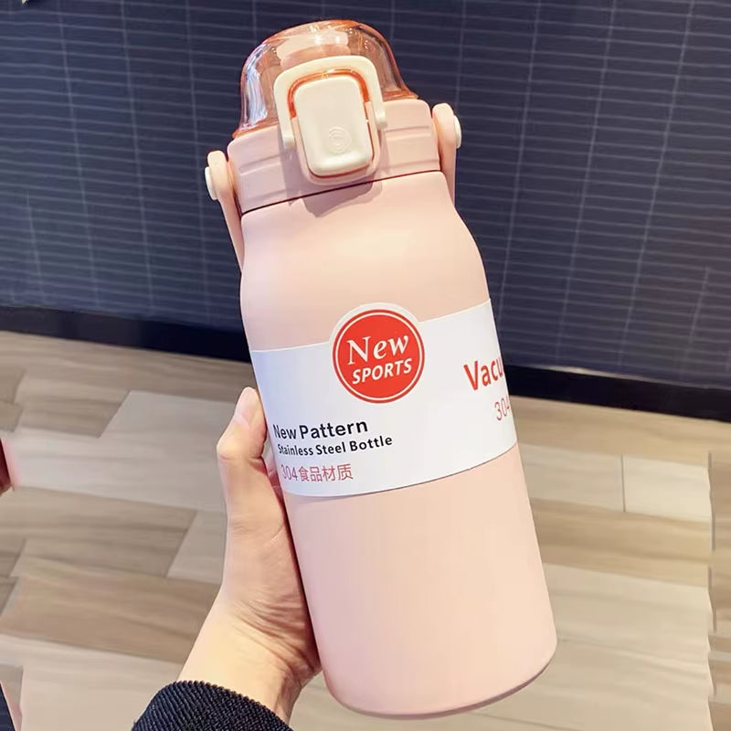 1.5L Large Capacity Thermos Water Bottle Outdoor Thermo Bottle Stainless Steel Thermoses Mug Portable Outdoor Cup with Straw Mug