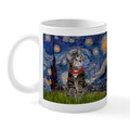 - Starry Night / Tiger Cat Mug - 11 Oz Ceramic Mug - Novelty Coffee Tea Cup