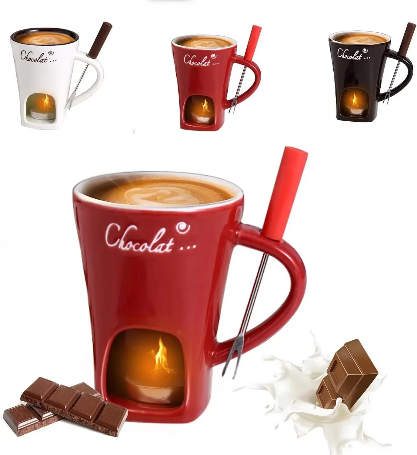 200Ml Chocolate Fondue Mug Melting Cups Hot Pot Ceramic Melted Cups Butter Warmer Heating Tea Light Melt Pot for Candy Chocolate